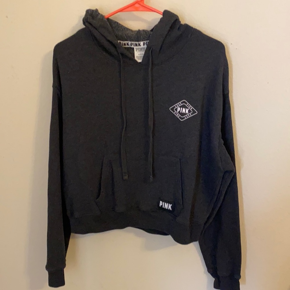 Grey cropped PINK hoodie